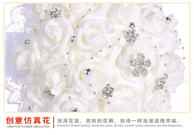 Wedding products: Western-style creative hand-held bouquets, white artificial roses, bride's wedding hand-held bouquets, wedding supplies detail image 6