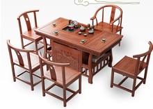 實木茶桌椅組合茶具套裝桌子一體喝功夫茶幾榆木家用新中式泡茶台