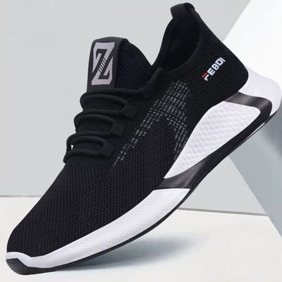Men mesh shoes 2021 new pattern Spring ventilation light Casual shoes Korean Edition summer run Trendy shoes man Black