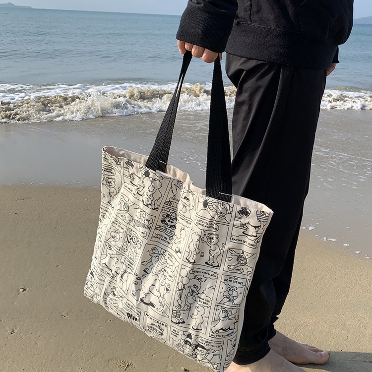 Bolsa de lona de las mujeres de un solo hombro yoga deportes ins bolsa de tela estudiante estilo japonés artístico simple gran capacidad estilo coreano fresco