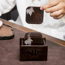 黑檀实木茶垫杯垫家用功夫茶道组合茶艺茶杯托茶杯垫套装配件