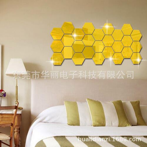 Export Trade Hexagonal Mirror Wall Self-Adhesive Sticker Mirror Wall Sticker Decoration Home Use Splicing Full Body Mirror Soft 