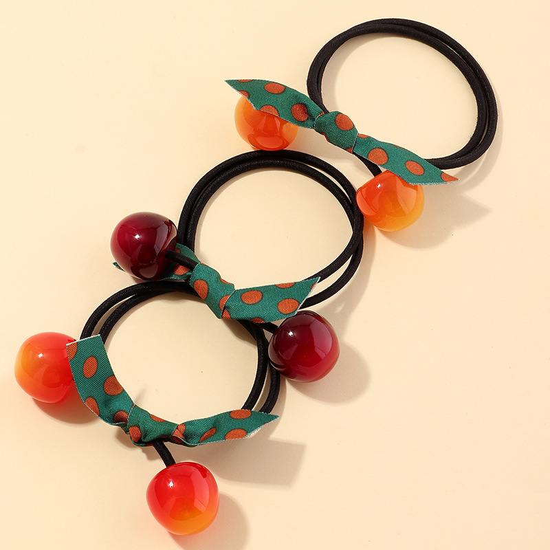 Cute Cherry Rubber Band Tie Head Korean Bow Hair Rope Mori Hair Scrunchies display picture 6