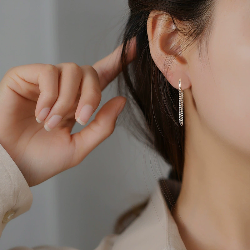 Стильные серьги Fashionable Earrings – унисекс ретро цепь, 925 серебро, тайское серебро, простые и элегантные