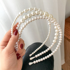 Retro Girl Simple Versatile Pearl Headband Headband Pressed Hairpin Ladylike Hairband Korean Hair Accessories for Women