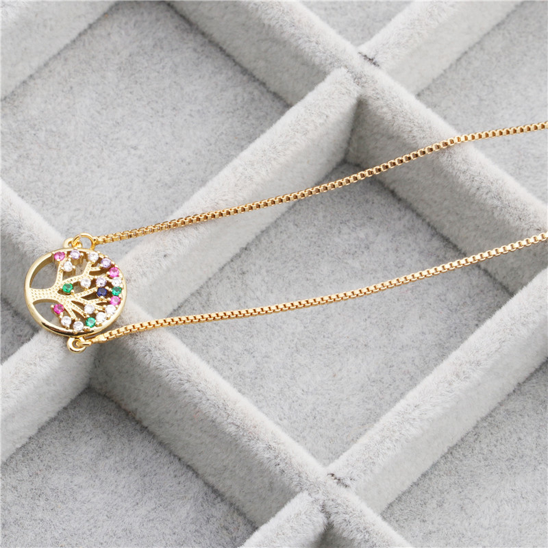 Fashion Jewelry Micro-set Zircon Life Tree Hanging Necklace Copper Wholesale Nihaojewelry display picture 2