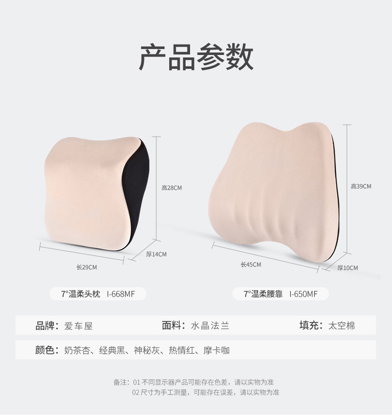 Aichewu New Car Headrest Lumbar Support Neck Pillow Seat Lumbar Pillow Space Cotton Car Lumbar Pillow Waist Cushion