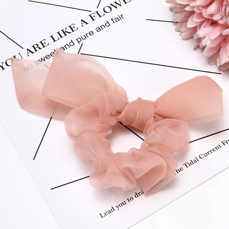 Korean Solid Color Organza Hair Scrunchies display picture 4