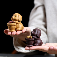 Wholesale Yixing Fine Handmade Zisha Tea Pet, Wealth-bringing Dog Zodiac Charms, Fortune Attracting Shelf Decor Sculpture Tea Tray Accessories, Can Be Cared For