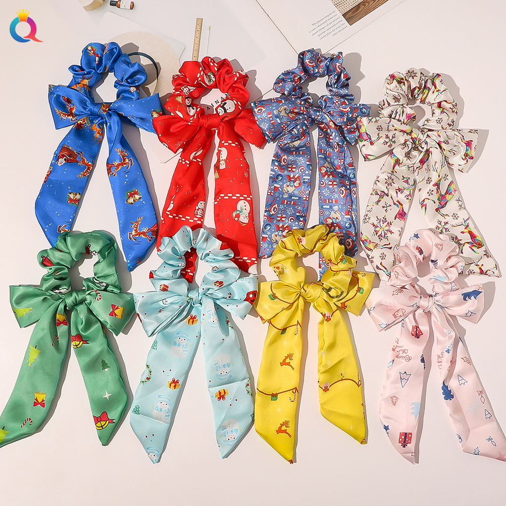 Bow Ribbon Sweet Christmas Simple Ponytail Large Intestine Hair Scrunchies display picture 24