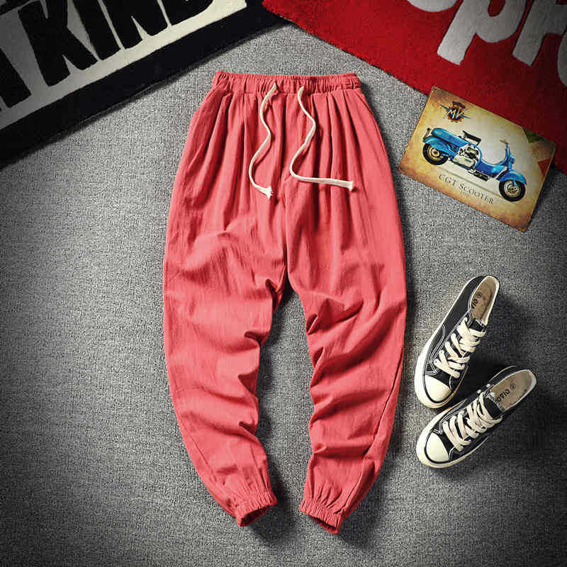 Pantalones cortos de los hombres recortados versátiles estilo coreano Pantalones deportivos de moda Pantalones de verano sueltos de los hombres pantalones atados al tobillo pantalones casuales pantalones de los hombres flacos