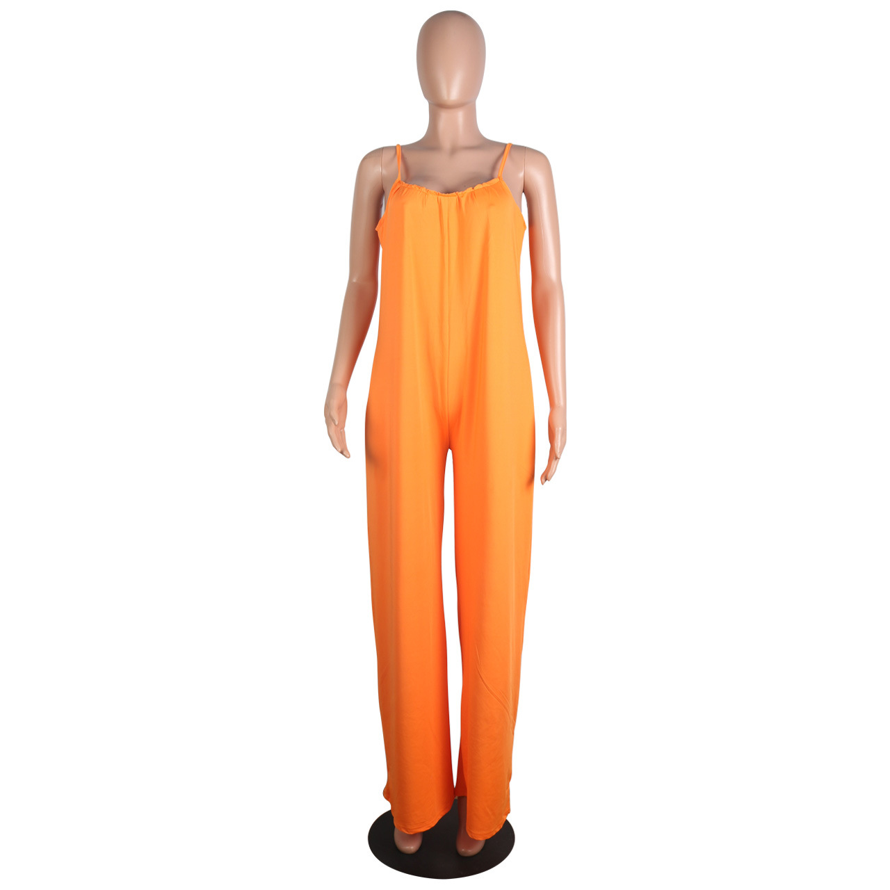 Sexy Sling Solid Color Wide Leg Jumpsuit