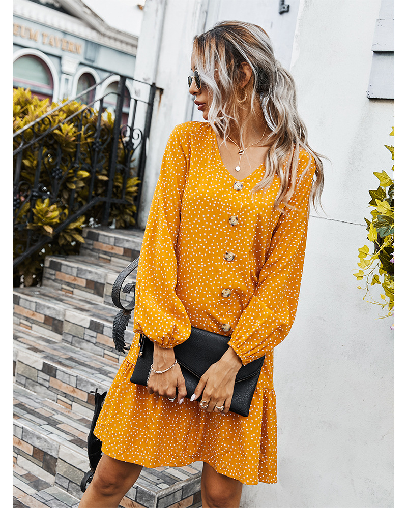 autumn and winter dresses V-neck simple casual loose dress women NSKA207