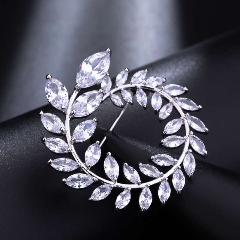 Estilo de la celebridad Liu Tao pecho rama olivo flor pin abrigo versátil lujo elegante broche para las mujeres Al Por Mayor