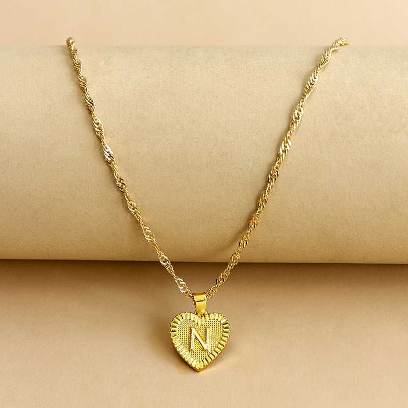 Simple Style Letter Heart Shape Alloy Plating Women's Pendant Necklace display picture 15