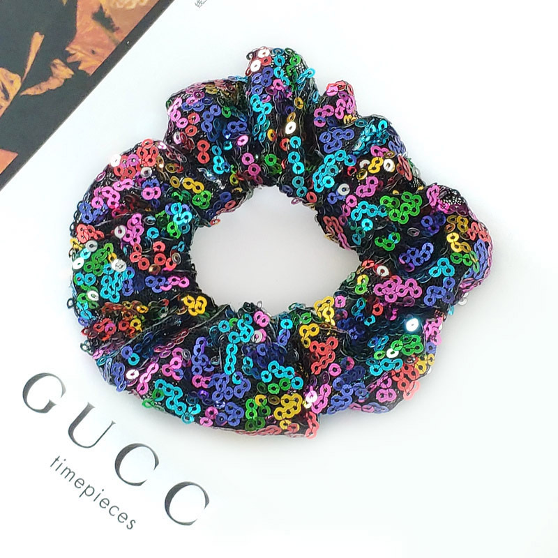 Sequined Fluorescent Simple Hair Scrunchies display picture 9