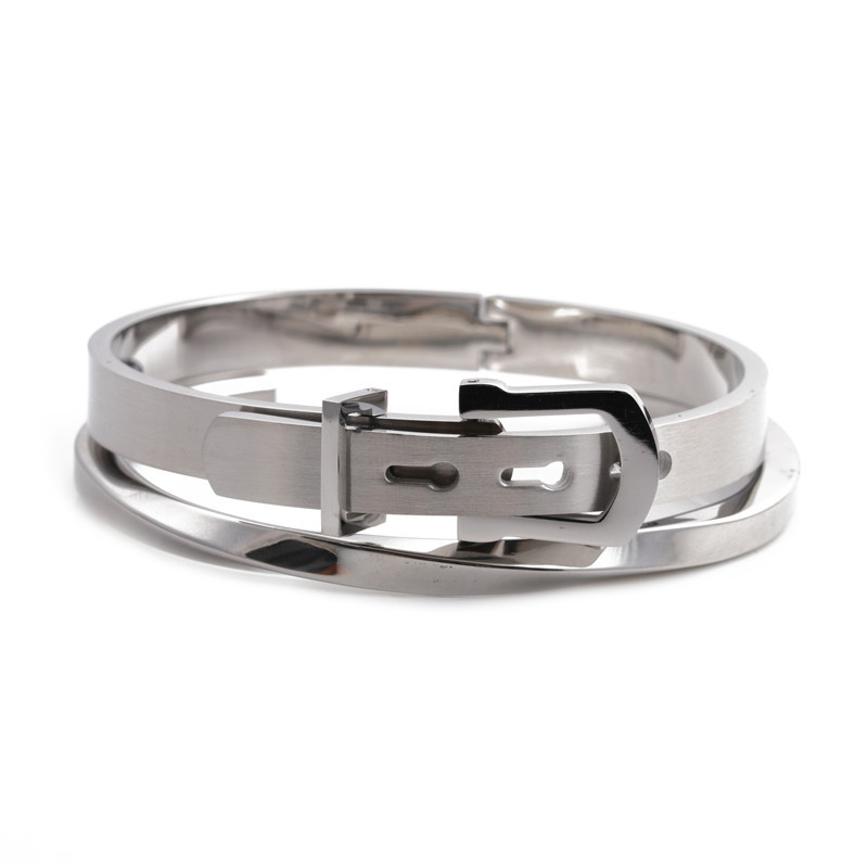 Stainless Steel Adjustable C-shaped Twisted Twist Open Bracelet display picture 8