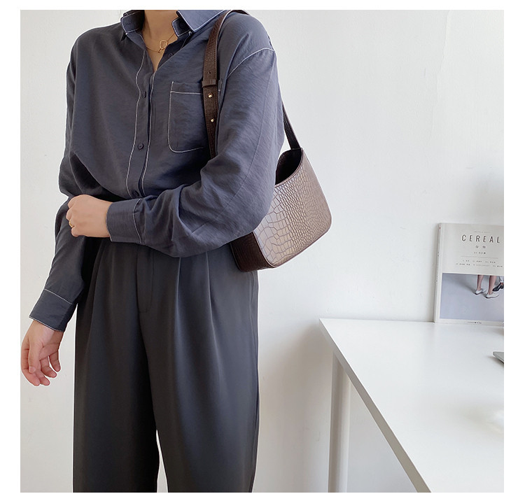 Crocodile pattern armpit women, niche design, high-end PU styling handbag, Korean version shoulder bag for women_voghion.com