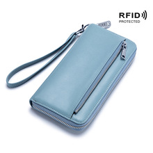 女士錢包rfid防盜刷 外貿韓版時尚簡約 真皮長款護照包手拿包