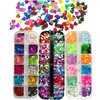 Cross -border nail laser sequins 12 color thin laser peach heart nails alien sequins pentagram long box