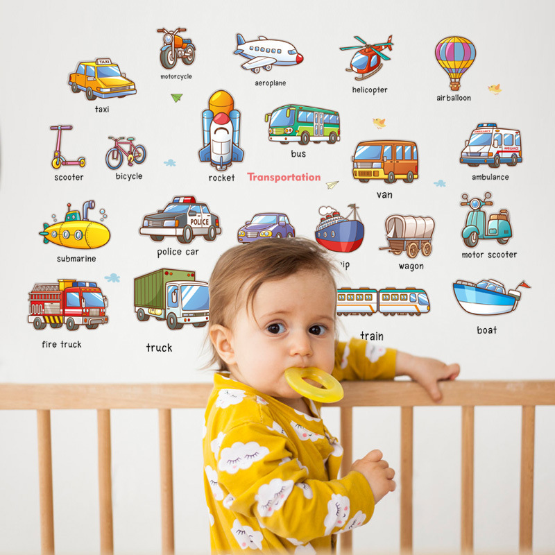 HM92024 Mulla Castle Transport Education Children's Room Toilet Wall Decoration Removable Wall Sticker
