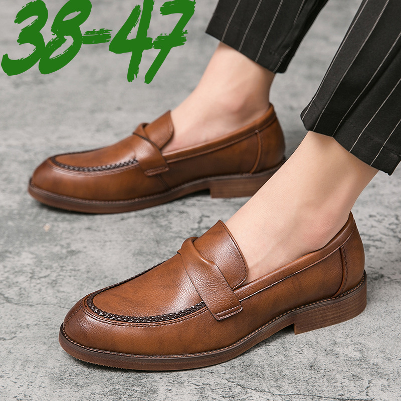 men pointed leather shoes men's set feet...