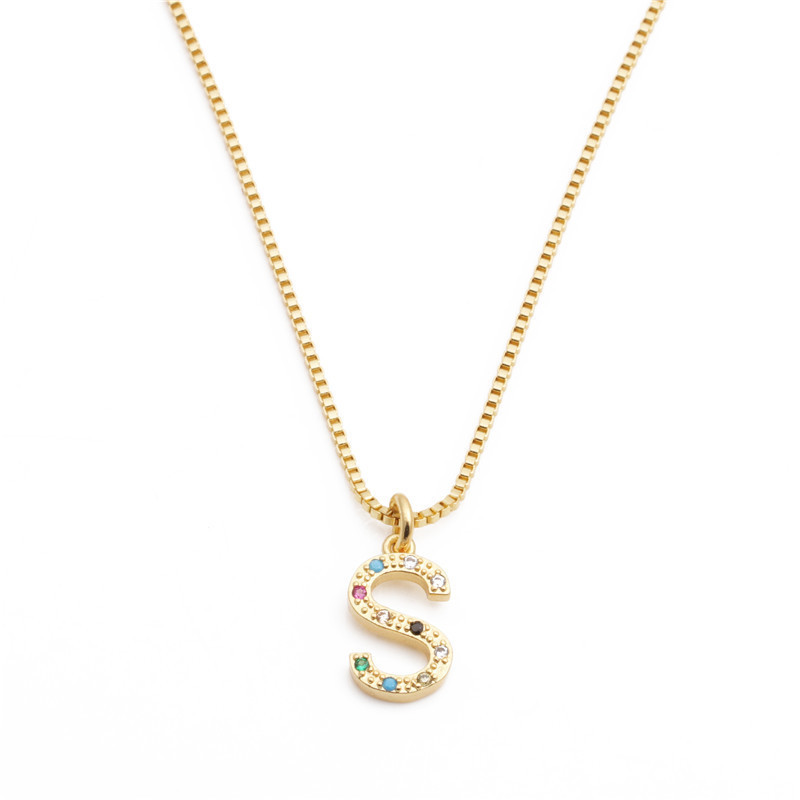 Neue Heiß Verkaufte Mikro Eingelegte Zirkonium Halskette Englische Buchstaben Halskette Necklace display picture 11