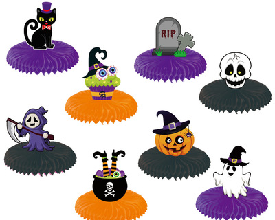 亞馬遜 萬聖節紙扇蜂窩插牌派對拍照道具 場景布置蜂窩紙扇擺件