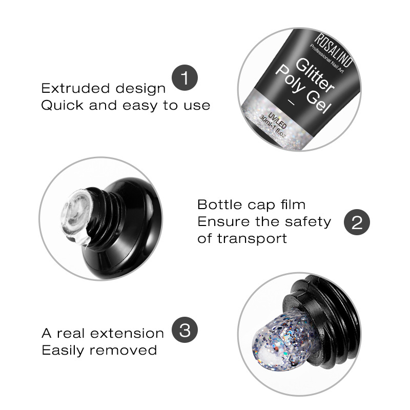 爆闪珠光延长胶套装 DIY美甲水晶延长胶 UV光疗胶水晶甲片延长液