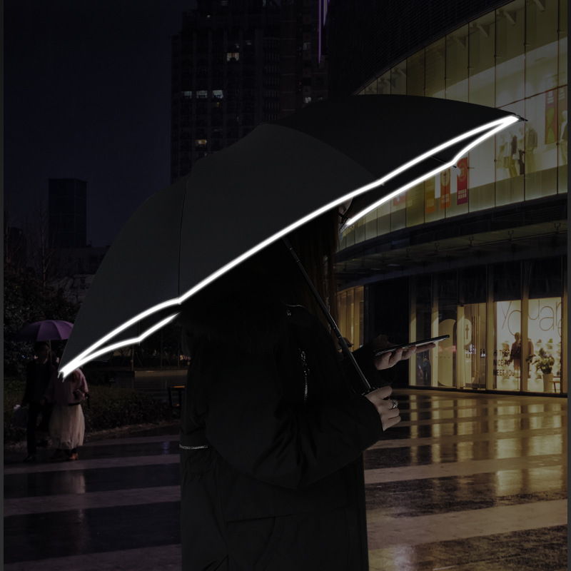 German Car Reverse Umbrella Led Light Night Reflective Automatic Clear Umbrella Black Glue Sunscreen Gift Advertising Umbrella
