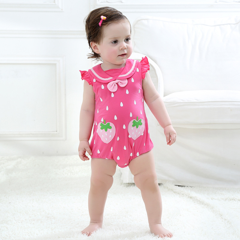 Summer New Comfortable Navy Collar Strawberry Triangle Romper Romper 0-3 Years Old Children's Wear display picture 8