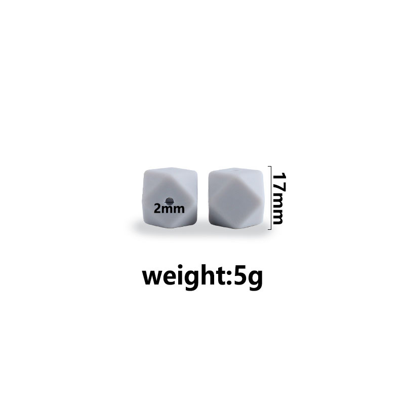 17mm cuentas de silicona octogonal molar juguetes suministros del bebé DIY teether pulsera collar cadena chupete accesorios la joyería