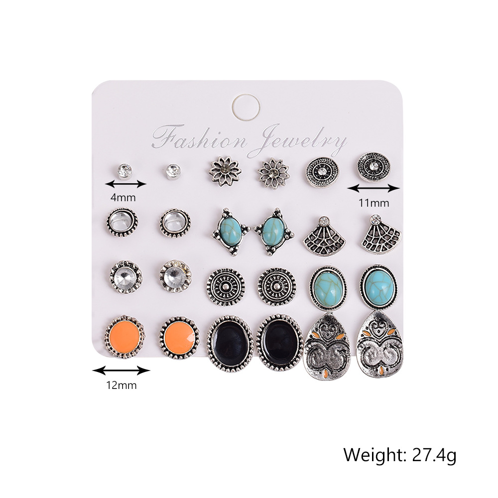 Retro Geometric Diamond Alloy Artificial Gemstones Earrings Ear Studs display picture 1