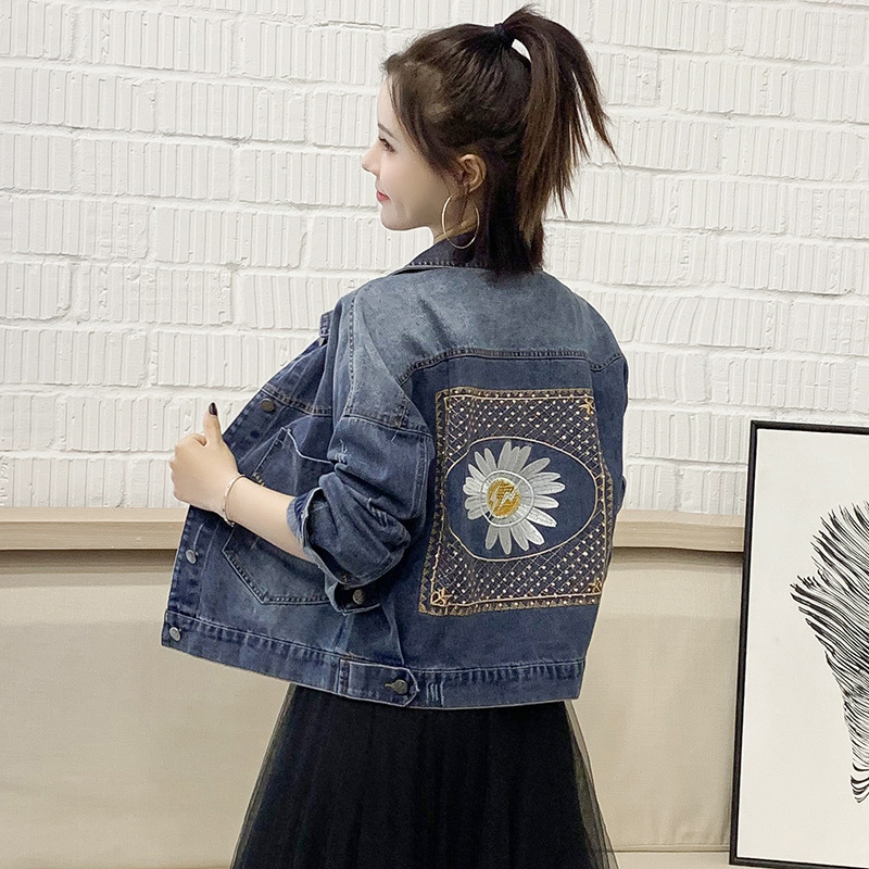 Daisy cowboy Embroidery coat 2020 spring and autumn new pattern Little have cash less than that is registered in the accounts Jacket work clothes temperament Short coat