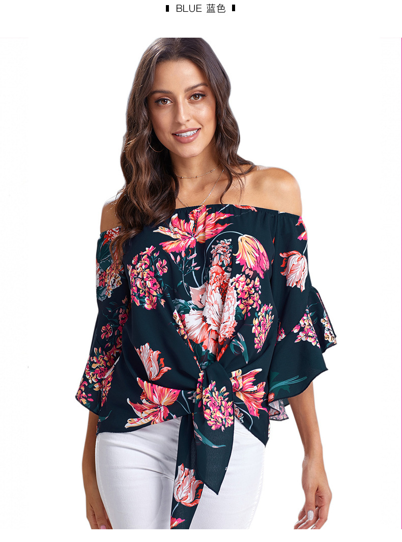 loose sexy one-word shoulder printing top  NSSI18680