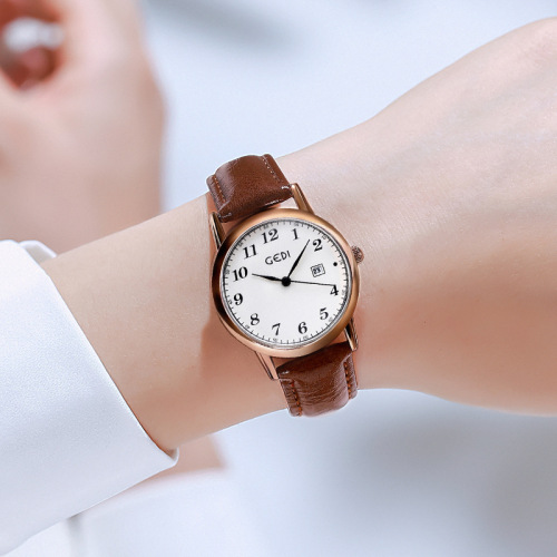 Goldie's new retro ladies watch Korean style fashion calendar casual temperament waterproof quartz student watch ins