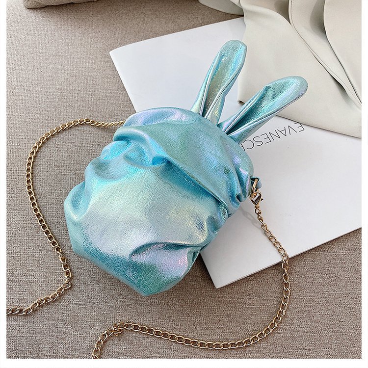 Korean  New Trendy  Cute Cartoon Laser Colorful Girl Cute Funny Rabbit Ears Pu Chain Small Shoulder Bag Mobile Phone Bag Nihaojewelry Wholesale display picture 74