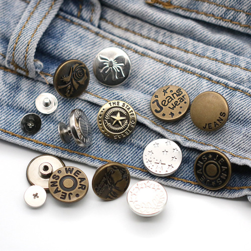 Manufacturer's supply of jeans buttons, waist-cinching buttons, nail-free and seam-free metal denim jacket buttons for men and women, removable