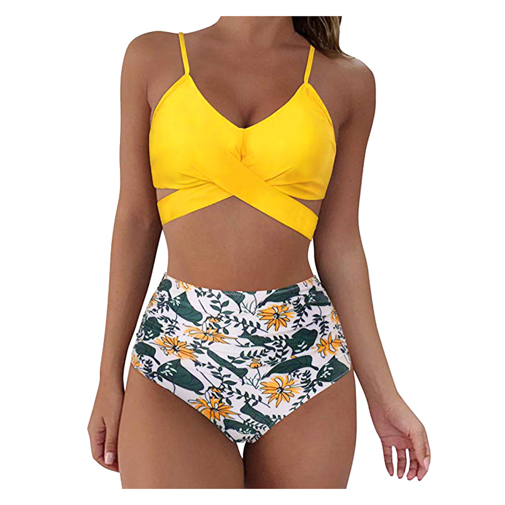 Swimming Occasion V Neck Neckline Women's Fashion Solid Color Leopard 2 Piece Set Tankinis
