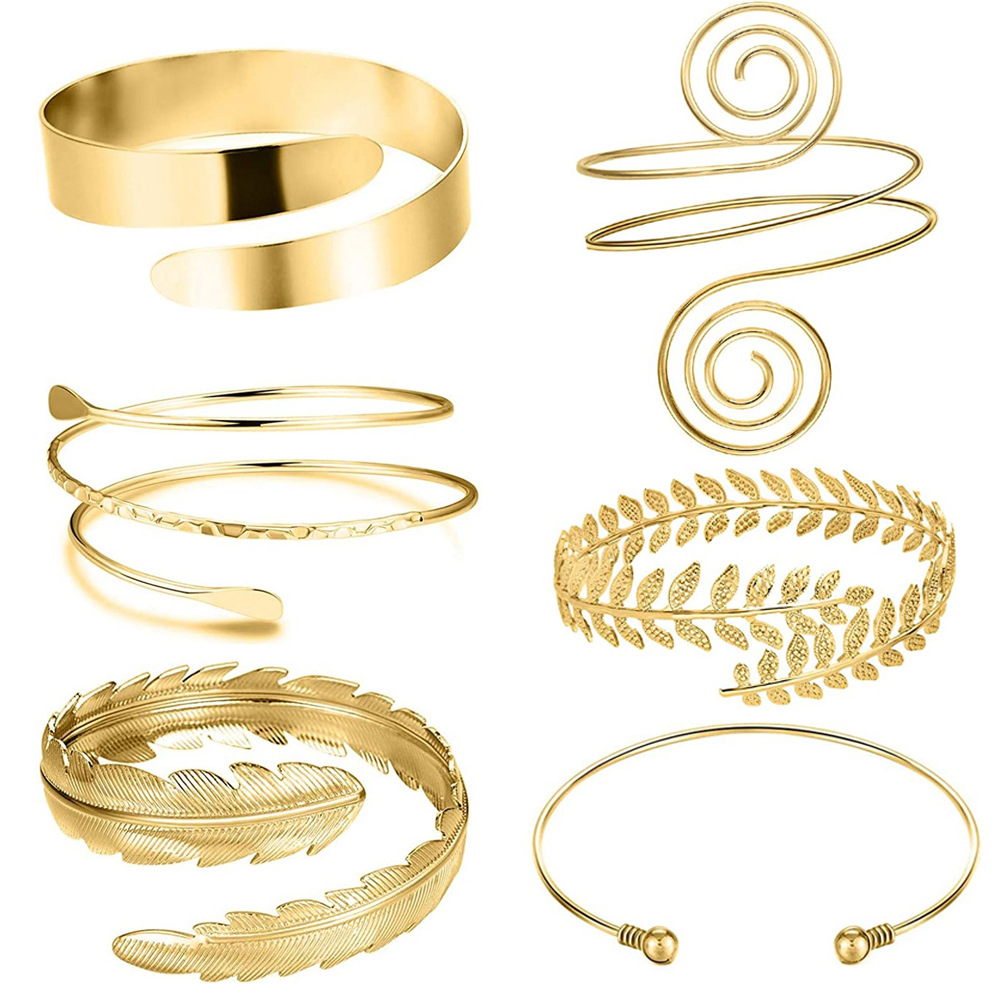 Hot Selling Geometric Metal Bracelet Set Leaf Arm Ring Six-piece Set Wholesale display picture 15