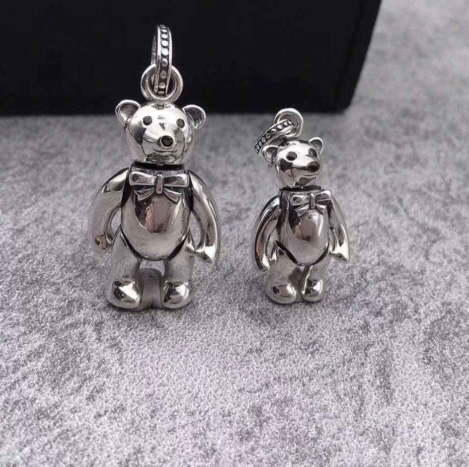 S925纯银泰银小熊项链立体INS森系韩国东大门简约百搭网红毛衣链