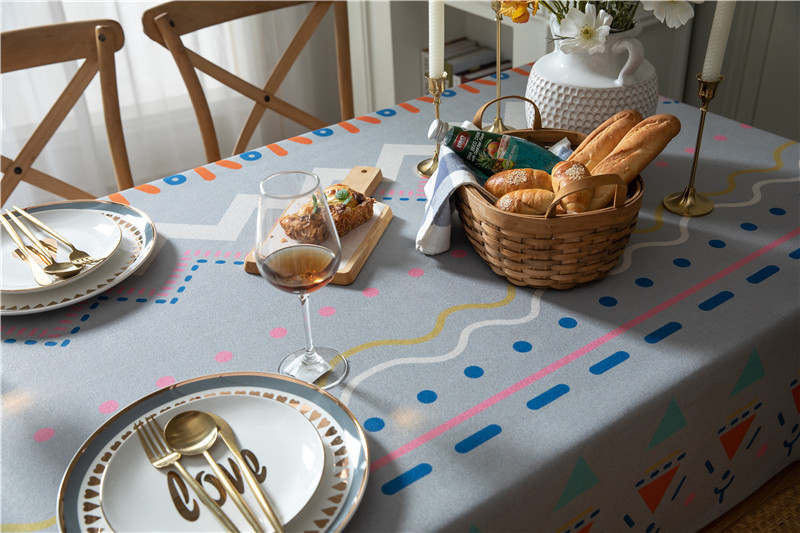 Thickened Polyester Cotton Linen Modern Simple Printed Tablecloth Rectangular Coffee Dining Table Cloth One_voghion.com