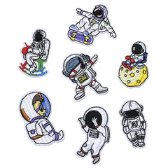 Junle Embroidery Cloth Patch Computer Embroidery Badge Trendy Brand Spaceship Rocket Astronaut Clothing Decoration Patches 