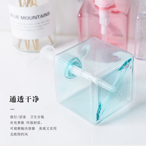 250ml bath gel hand soap shampoo press PETG square cosmetic bottle refill lotion bottle