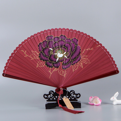 Chinese Fan Chinese Hanfu hand Fan women carving and hollowing out craft folding fan national craft bamboo folding fan small fan