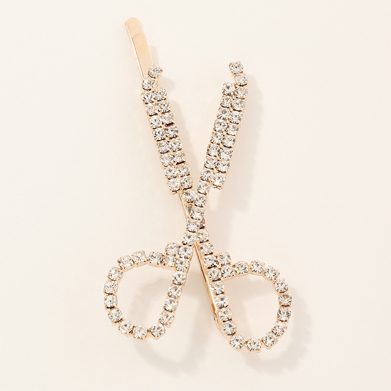 Diamond-studded Scissors Sweet Rhinestone Hair Clip display picture 5