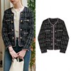 direct deal 2020 spring and autumn new pattern black and white Plaid Double-breasted Tweed XL European style coat