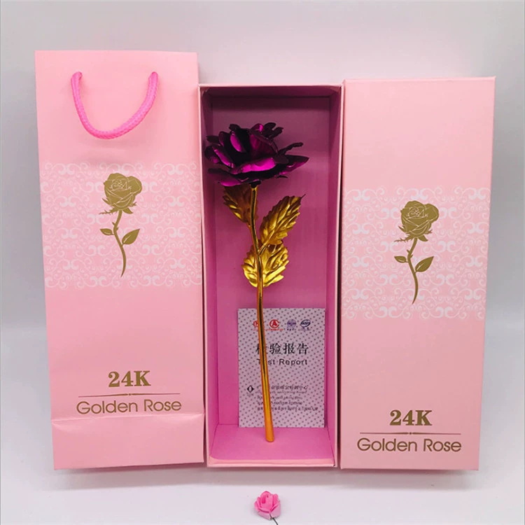 Золотистое покрытие розы, роза из 24K фольги, декоративная, в подарочной коробке, 25 см