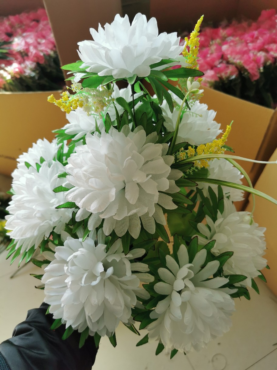 15 flores de crisantemo en maceta de flores de seda Qingming flores de flores eternas