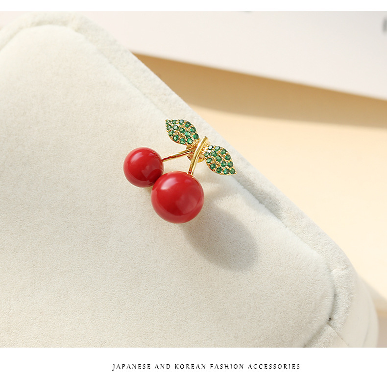 Cute Light Luxury Cherry Brooch Fruit Fashion Brooch Wholesale display picture 7